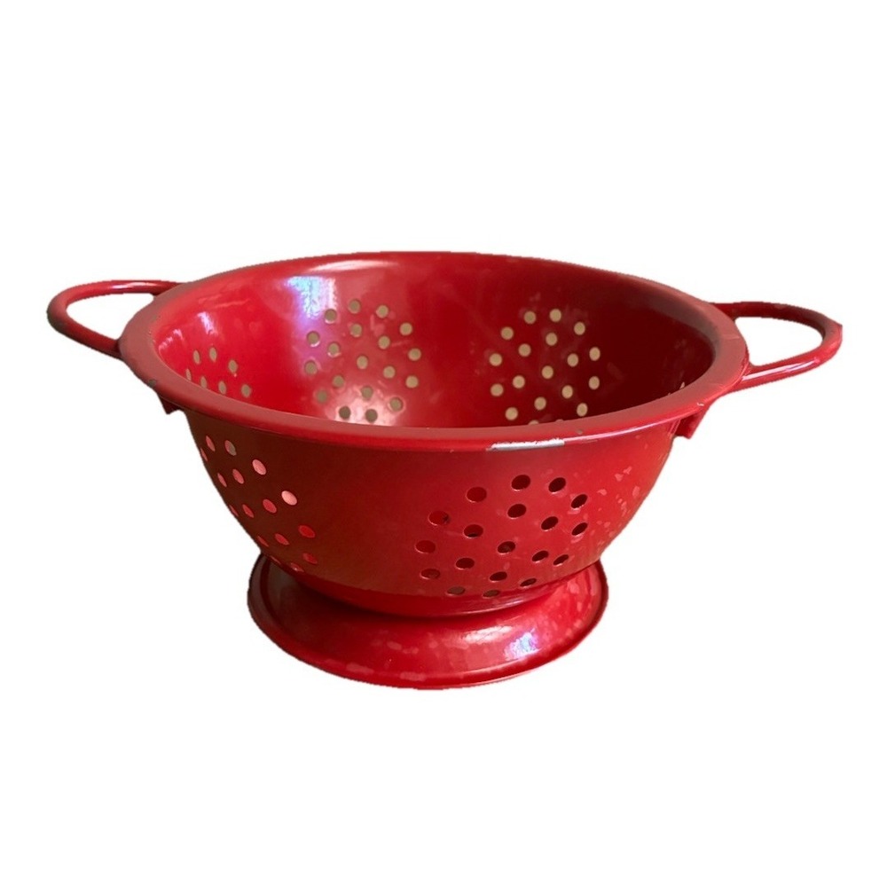 Colander‎ Red 6" Small Strainer Rustic Farm House Vintage *flaws